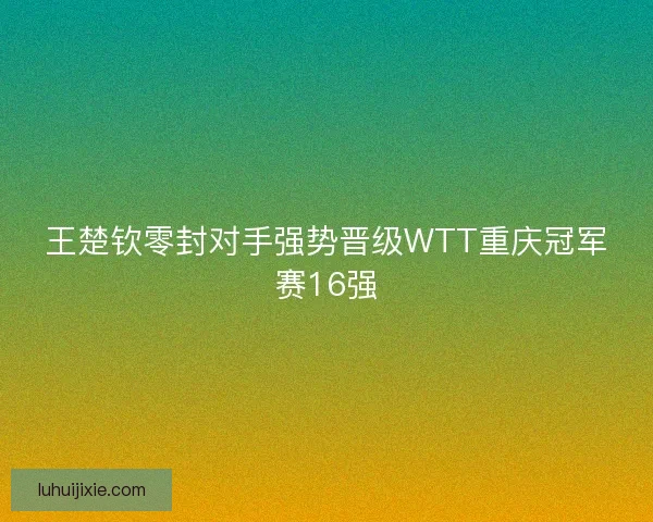 王楚钦零封对手强势晋级WTT重庆冠军赛16强
