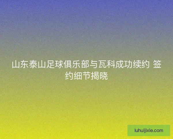 山东泰山足球俱乐部与瓦科成功续约 签约细节揭晓
