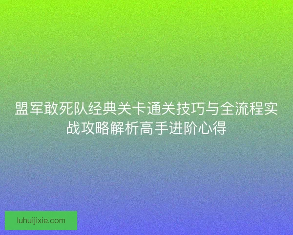 盟军敢死队经典关卡通关技巧与全流程实战攻略解析高手进阶心得